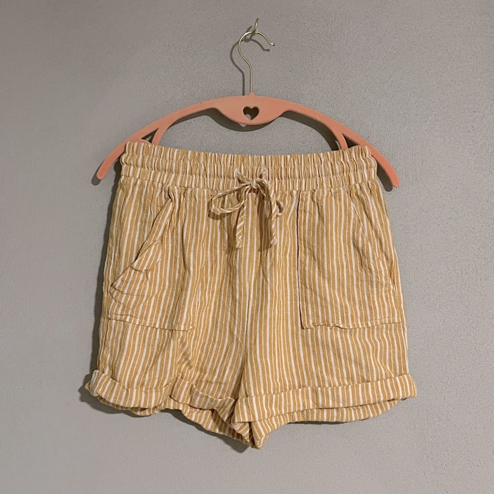 Forever 21 Yellow and White Striped High Rise Shorts